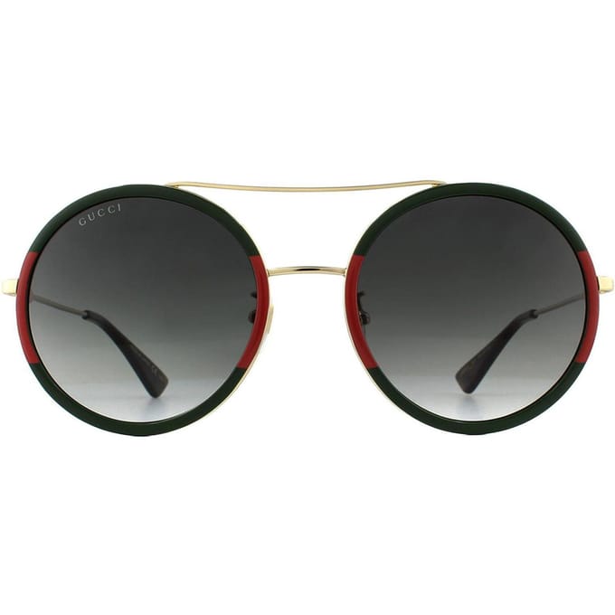 Gucci Zonnebril GG0061S 003 Goudgroen En Rood Groen Verloop
