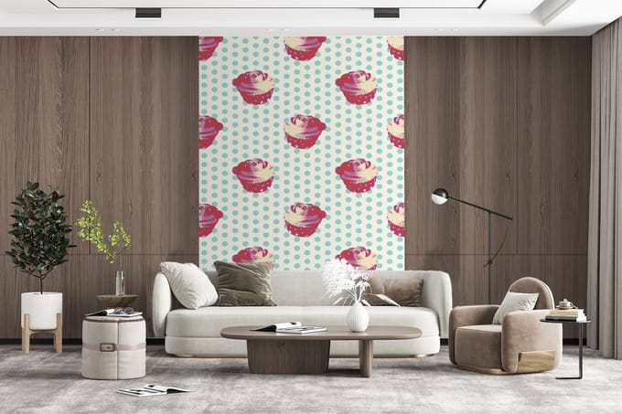 Behang - Fotobehang Patronen - Cupcake - Eten - Breedte 170 cm x hoogte 260 cm