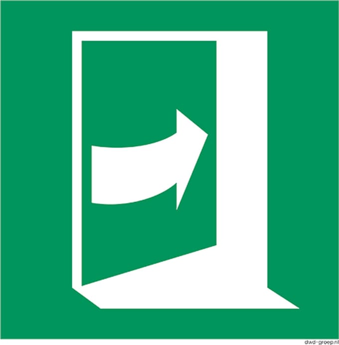 Deur rechts duwen sticker 200x200 mm - vinyl - ISO 7010 E023