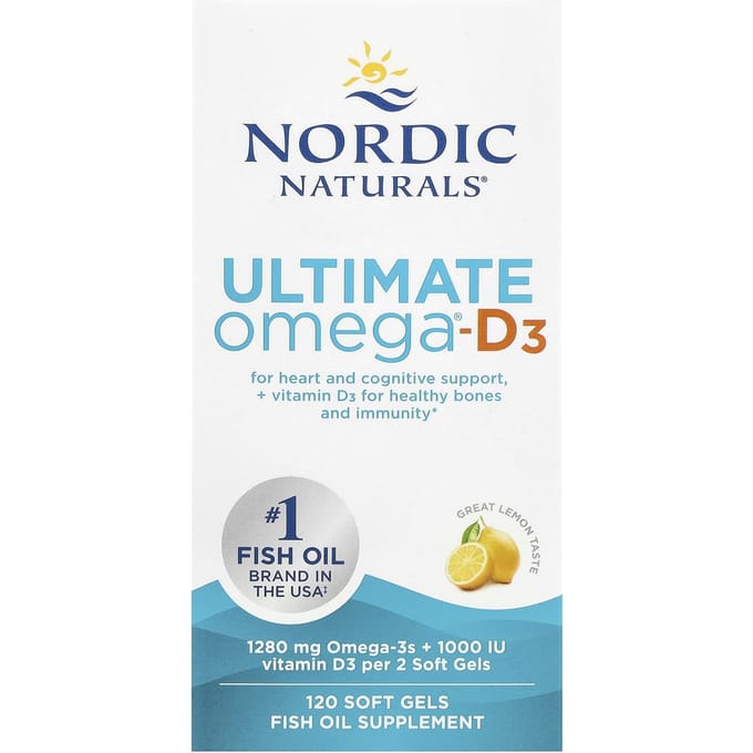 Nordic Naturals, Ultimate Omega®-D3, Saveur Citron, 120 Capsules Molles