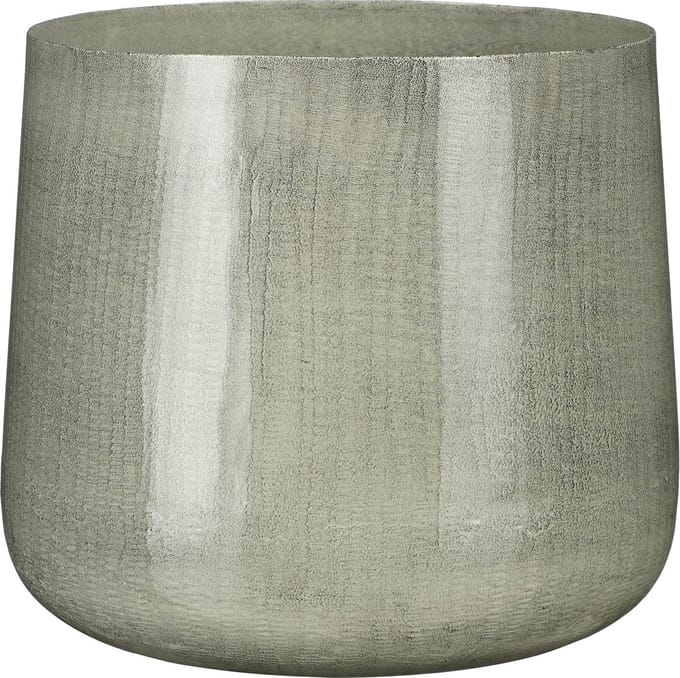 Mica Decorations Benson Bloempot - H24 x Ø26 cm - Metaal - Lichtgrijs