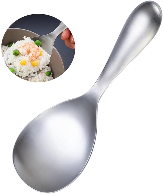 Rijstserveerlepel - roestvrij staal - zilver - 1 stuk