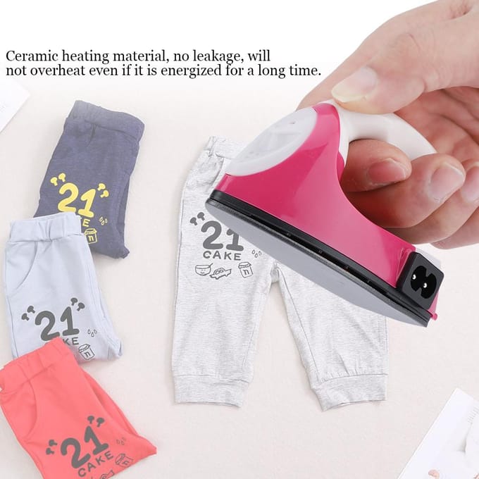Mini fer à vapeur portable pour vêtements, bricolage, art et artisanat pink