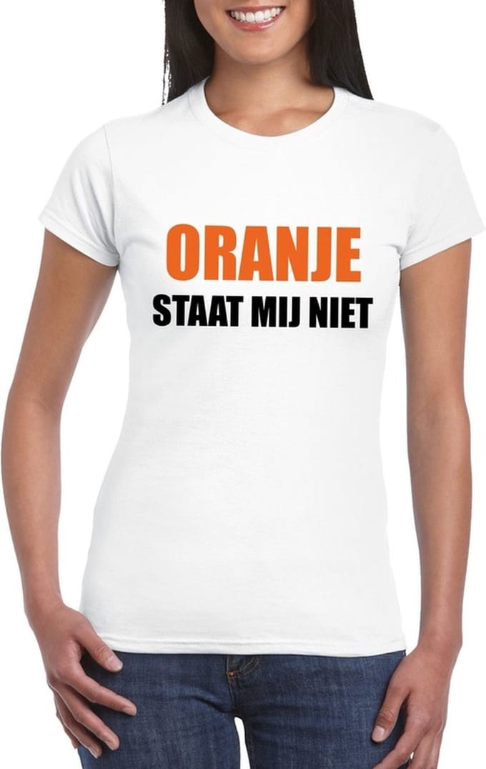 Oranje staat mij niet t-shirt wit dames L