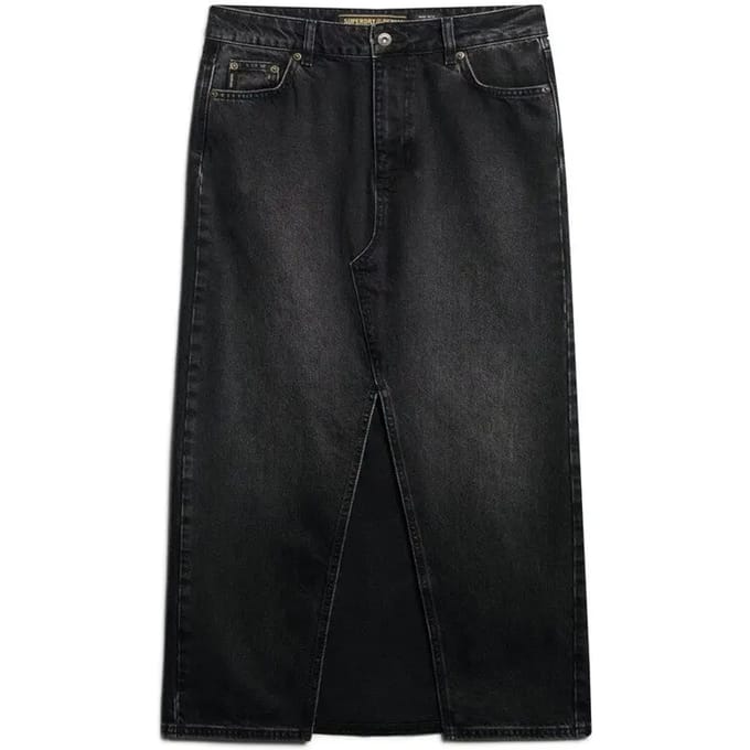Dames denim rok met lange split Superdry
