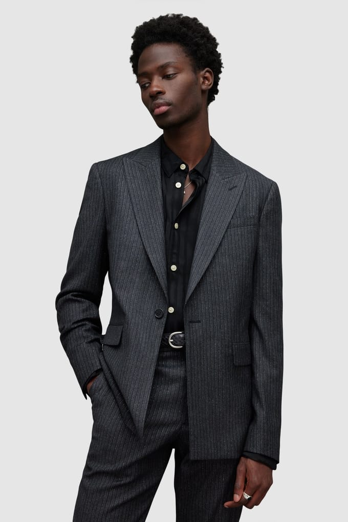 AllSaints Androm Blazer Charcoal Grey Taglia: 38 | Blazers Outlet | Uomo | Nero