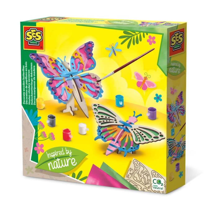 SES Creative Inspired by nature - Houten vlinders versieren Knutselen