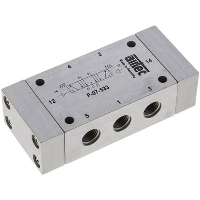 5/3 G1/4'' Middenuitlaat Luchtgestuurd Ventiel 0-8bar/0-112psi Airtec