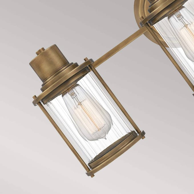 Quoizel LED Badkamerarmatuur Riggs | 3X E27 Max 40W | IP44 | Weathered Brass