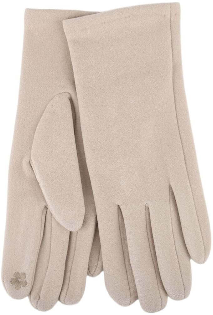 Stevige faux suede dames handschoenen Kerstin touchscreenfunctie effen beige