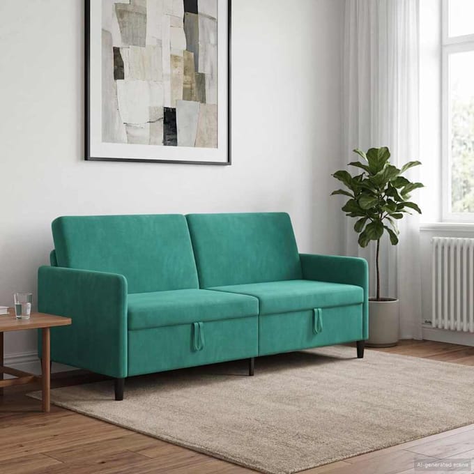 vidaXL - Sofa - met - Opbergruimte - Turquoise - 192 - x - 78 - x - 87 - cm - Polyester