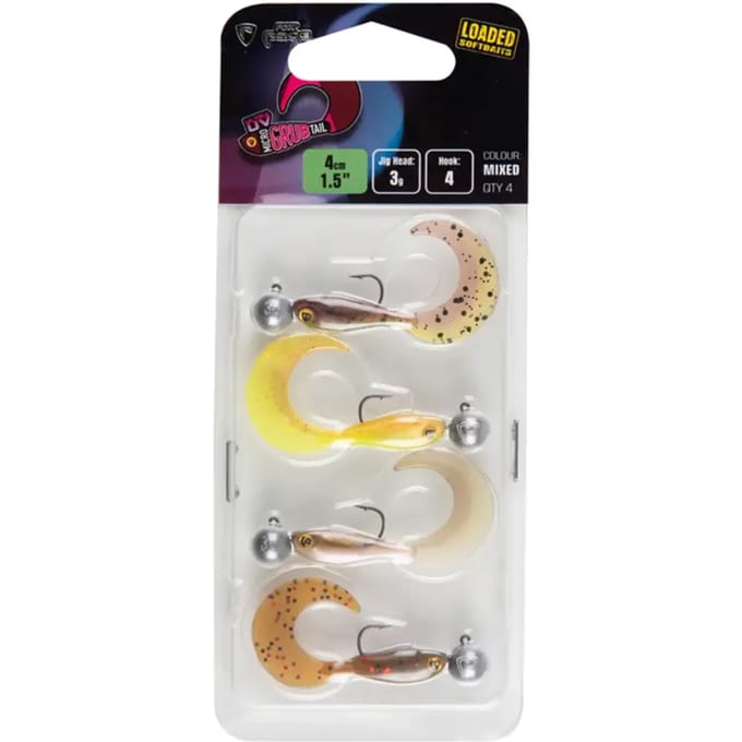 Fox Rage Loaded Ultra UV Micro Grub Tail Mixed Colors Pack (4 pcs) 4cm - Jighead 3g - Haak 4