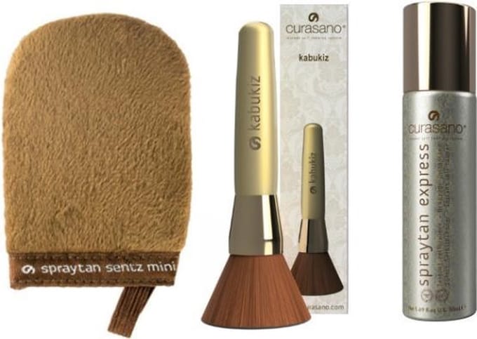 Curasano Spraytan Express Tanning Spray 50 ml + Kabukiz + Tanning Handschoen mini