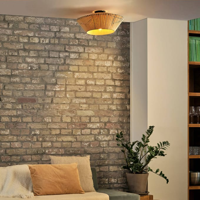 OSRAM DECOR Stripes Plafondlamp E27 Beige 405mm, Plafondlamp gemaakt van staal en polyester met streepontwerp