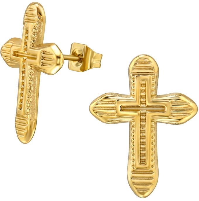 CS Joy - Kruis oorbellen - Chirurgisch staal - 13 x 18 mm - ip/pvd gold plated