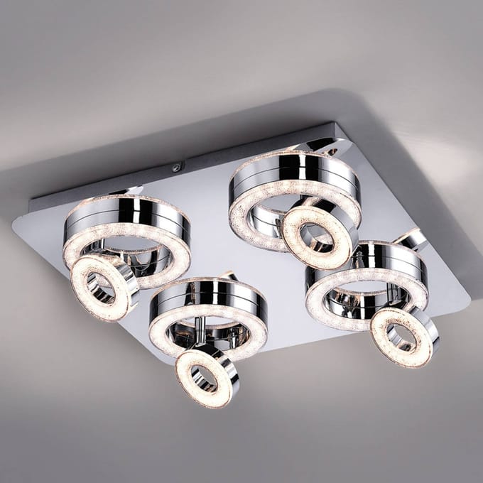 JUST LIGHT. GmbH Vierkante LED-plafondlamp Tim met 8 ringen