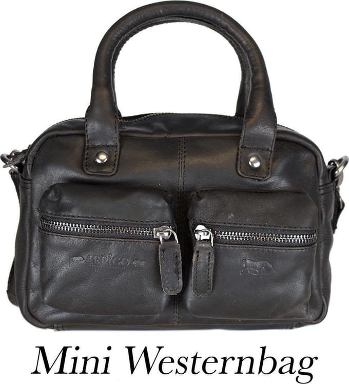 Arrigo Klein Tasje Dames • Schoudertasje • Mini Westernbag • Leer • Zwart