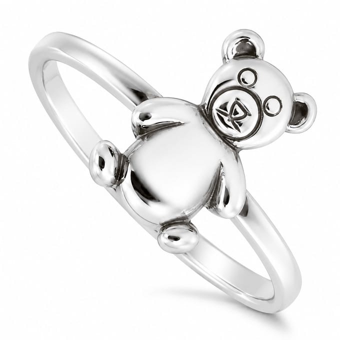 925 Sterling Zilveren Kinderring met Beertje – Meisjesring – Teddybeer Ring
