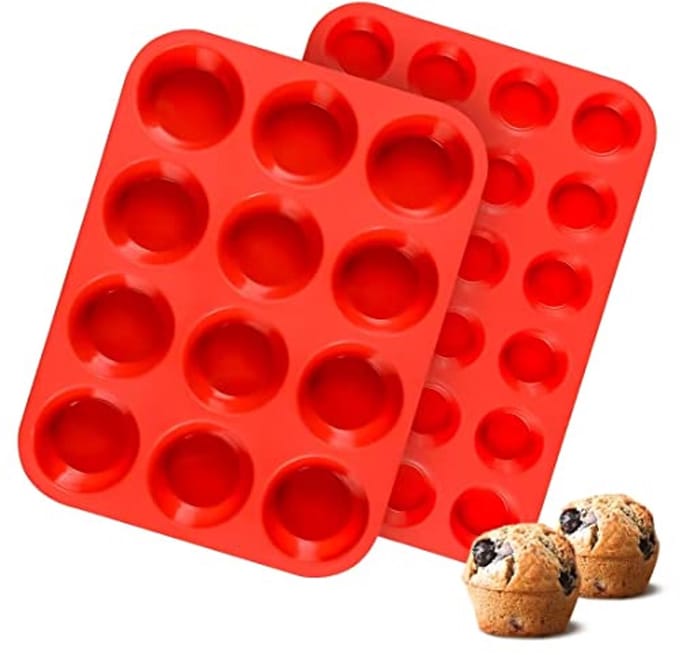 Silicone Muffin Mould Set - 12-Cup and 24-Cup for Baking Egg Bites