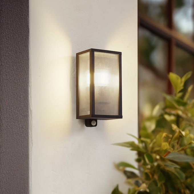 Lindby - Wandlampen buiten - 1licht - Aluminium, polycarbonaat - H: 29 cm - E27 - antraciet, transparant