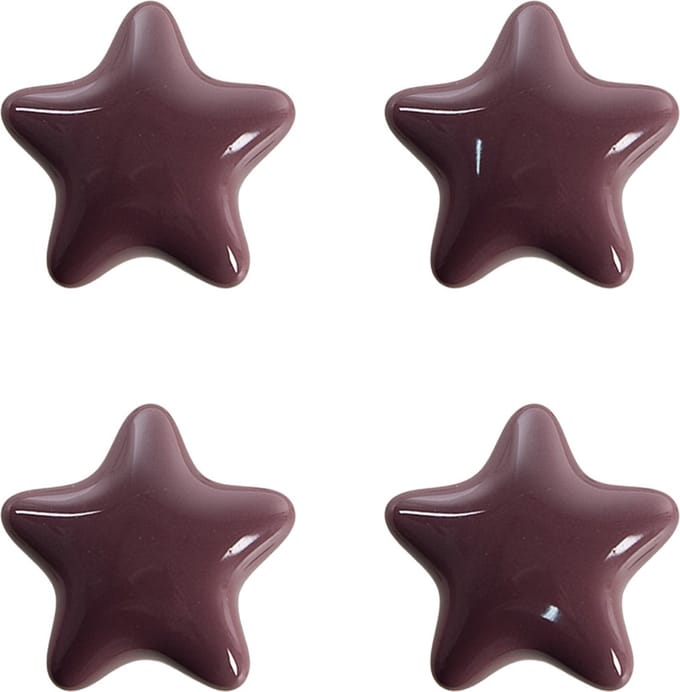Clayre & Eef Deurknop Set van 4 Ster Ø 4 cm Paars Keramiek