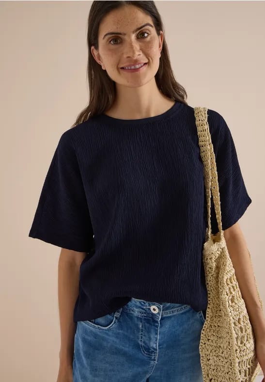 Blouse met afhangende schouders in effen kleur