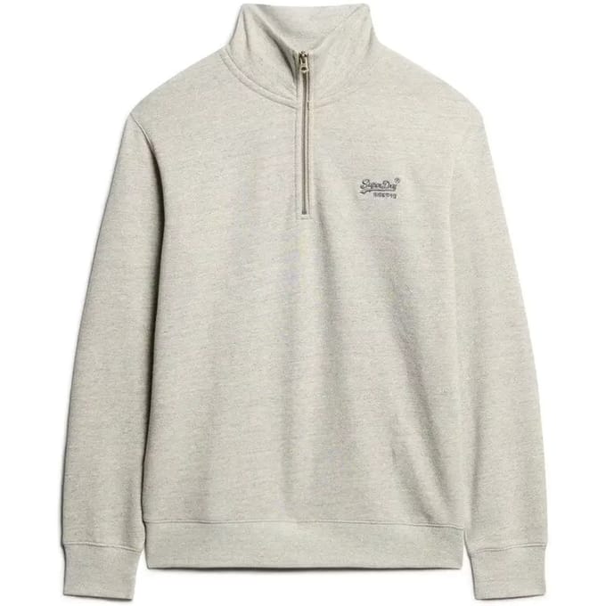 Superdry - Essential sweatshirt met logo en halve rits - Heren - Truien