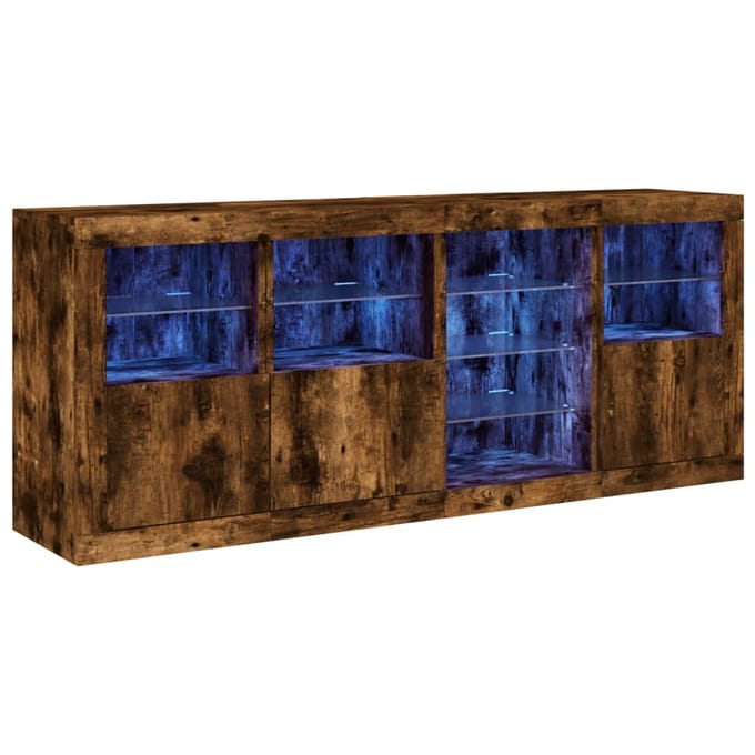 vidaXL - Dressoir - met - LED-verlichting - 164x37x67 - cm - gerookt - eikenkleurig