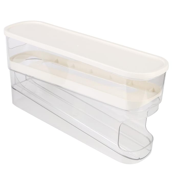 Eieropbergdoos Grote Capaciteit Automatisch Scrollen Koelkast Eierhouder Organizer Dubbellaags Eierrek Lade Doos Koffer two white