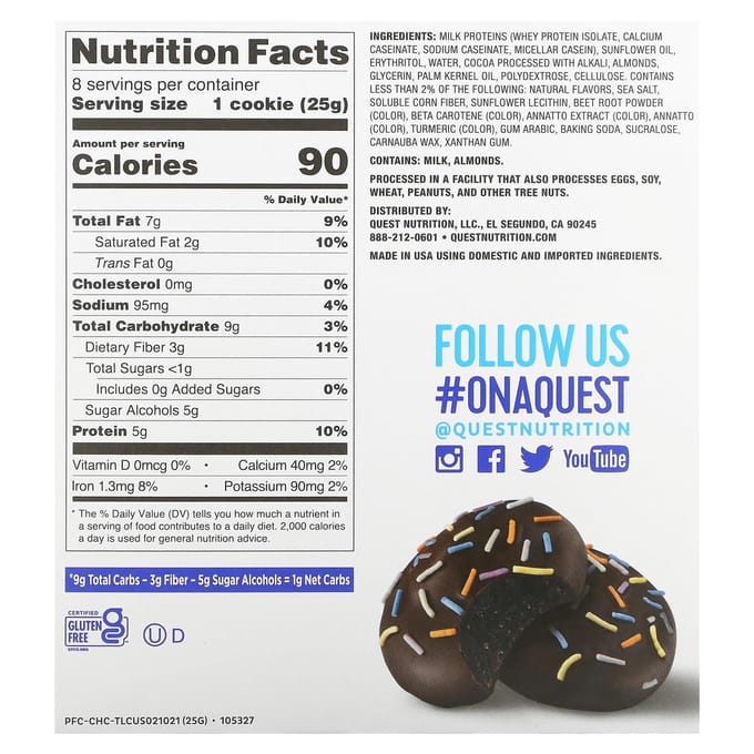 Quest Nutrition Protein Frosted Cookies (8x25g) Chocolate Cake - Functionele voeding - Eiwit Snacks