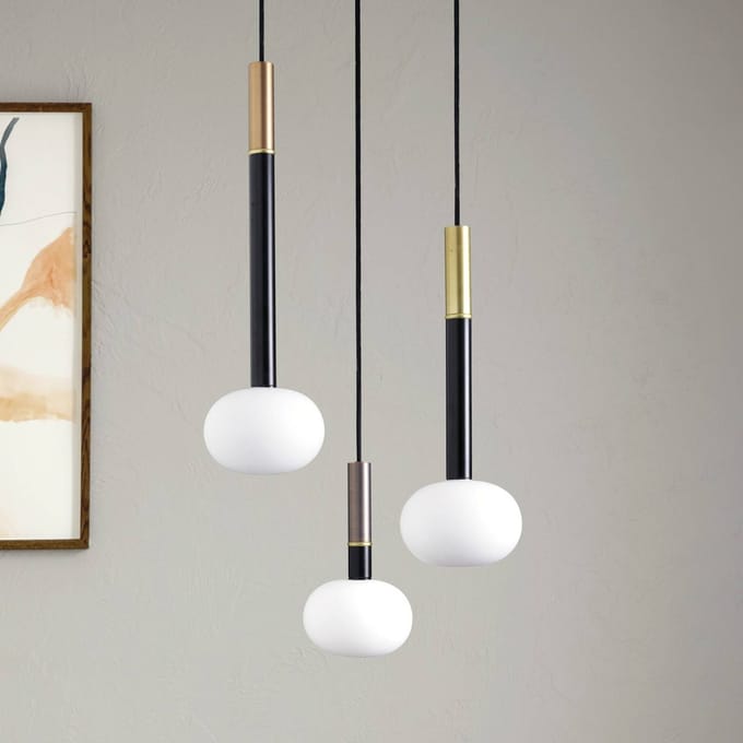 miloox by Sforzin Mose hanglamp, goud/brons/koper, 3-lamps, rond, glas