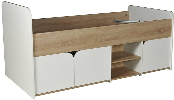 Vente-unique Bedframe hout natuurlijk licht, wit 90 x 190 cm