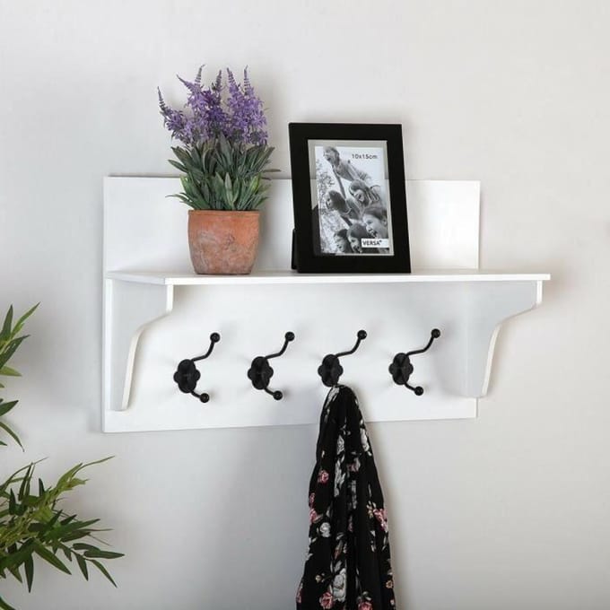 Porte-manteaux - VERSA - Modèle Versa - Bois MDF - Métal - 35 x 20 x 60 cm