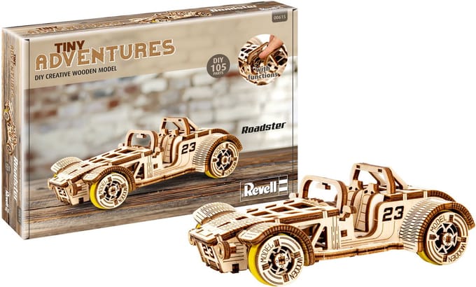 Revell Modelbouwpakket - 00615 Tiny Adventures - Roadster Auto - Functioneel Model Houten - 1:32 - Modelbouw