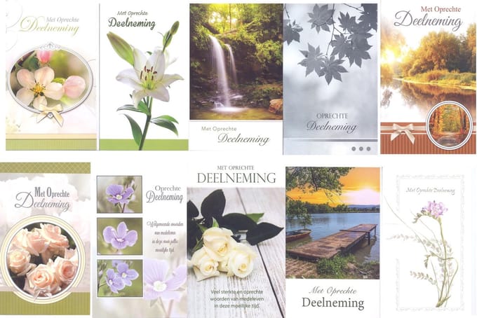 10 Luxe Condoleance Wenskaarten - Assorti nr.3 - Gratis verzonden