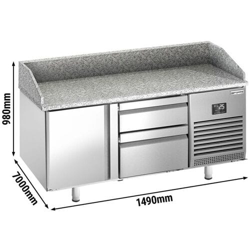 GGM Gastro Pizzakühltisch Premium PLUS - 1490x700mm - mit 1 Tür & 2 Schubladen