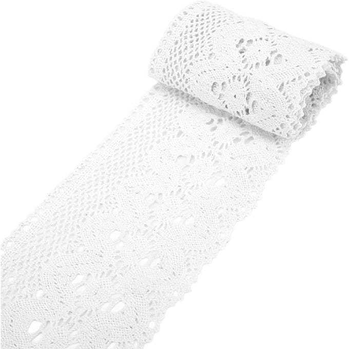 Kant Lint Katoendraad 10 Yards Exquise Decoratieve Accessoires voor Kledingdecoratie DIY wit