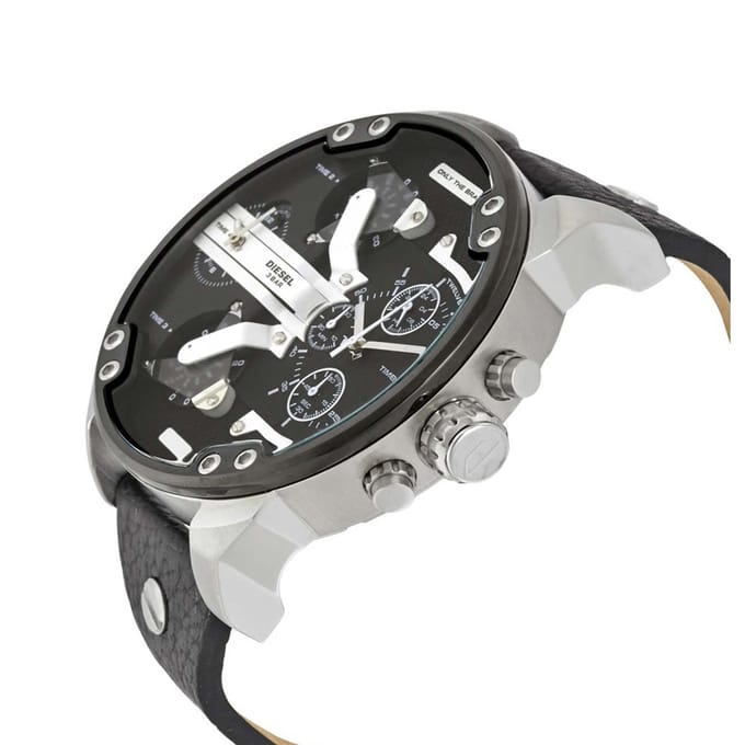 Diesel The Daddies DZ7313 - Horloge - 57 mm - Leer - Zwart