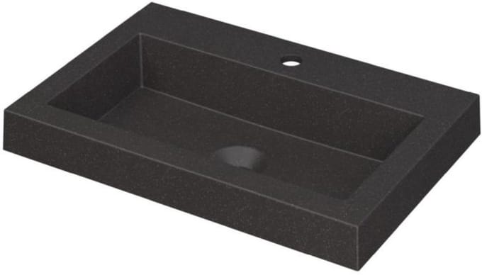 INK Dock Wastafel Quartz met 1 Kraangat - 600x400x60 mm - Quartz Zwart