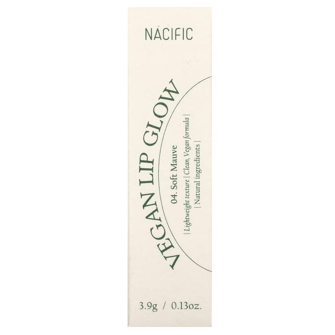 Nacific, Vegan Lip Glow, 04 Soft Mauve, 3,9 g (0,13 oz) white