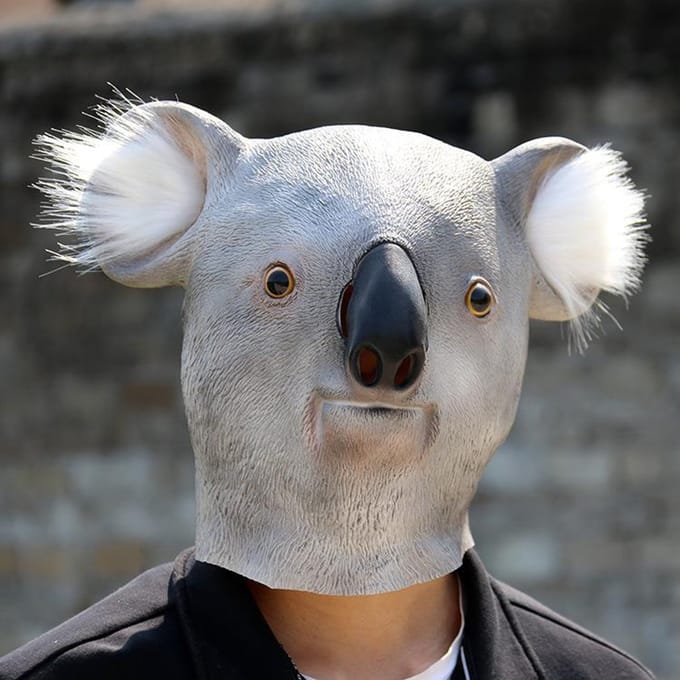 Schattig Koala Latex Masker One size fits all adults grijs