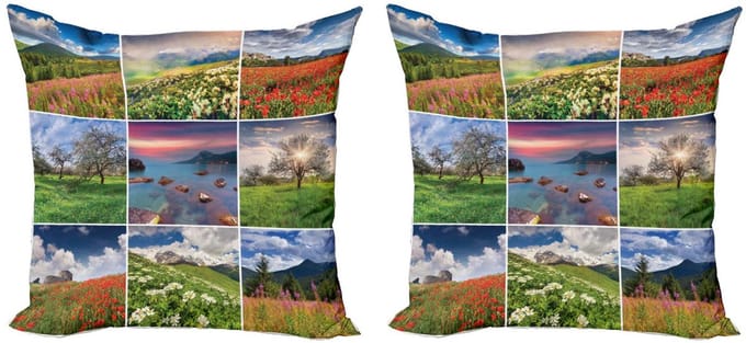 ABAKUHAUS Zomer Kussenhoes Set – 2x 40x40 cm – Dubbeldruk – Multicolor