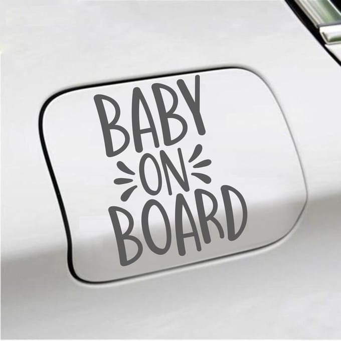 Bumpersticker - Baby On Board - 13 X 10 - Antraciet