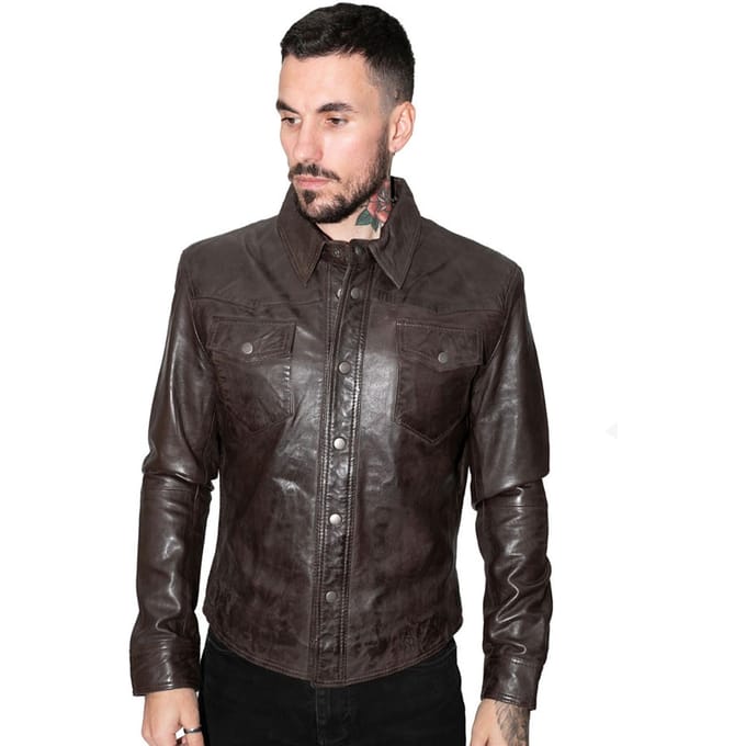 Heren retro leren overhemd jeansjack-Beijing