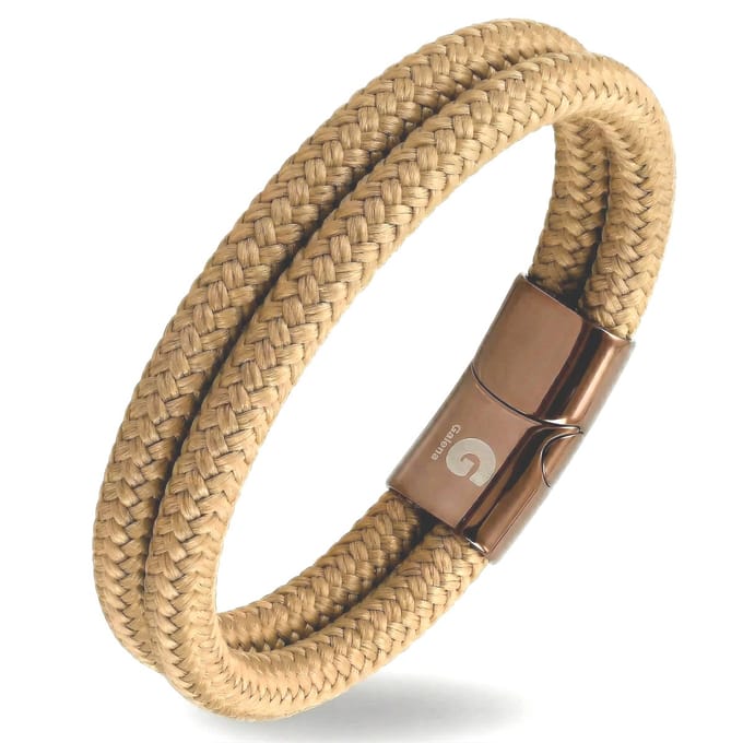 Touw armband bruin met magnetische sluiting 19,5cm Galeara Noa