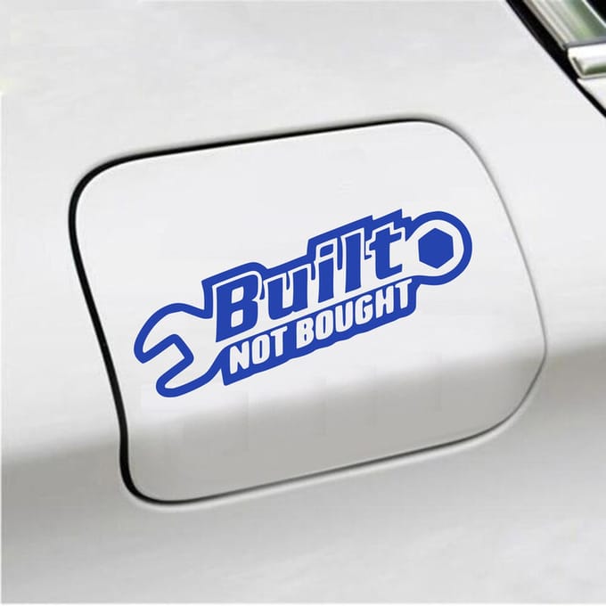 Bumpersticker - Built Not Bought - 8 X 20 - Blauw