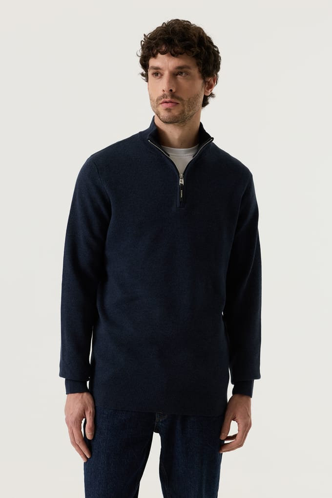 GARCIA Heren Effen Trui Blauw Lange mouw