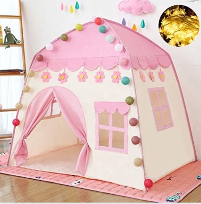 Kinderspeeltent met sterrenverlichting (roze)