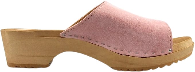 Houten sandalen met suede leren upper - Pastel Pink - Maat 37