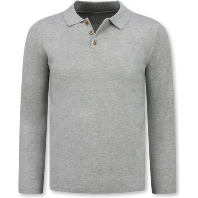 Trui Heren - Polo Shirt Heren Lange Mouw - 536 - Grijs